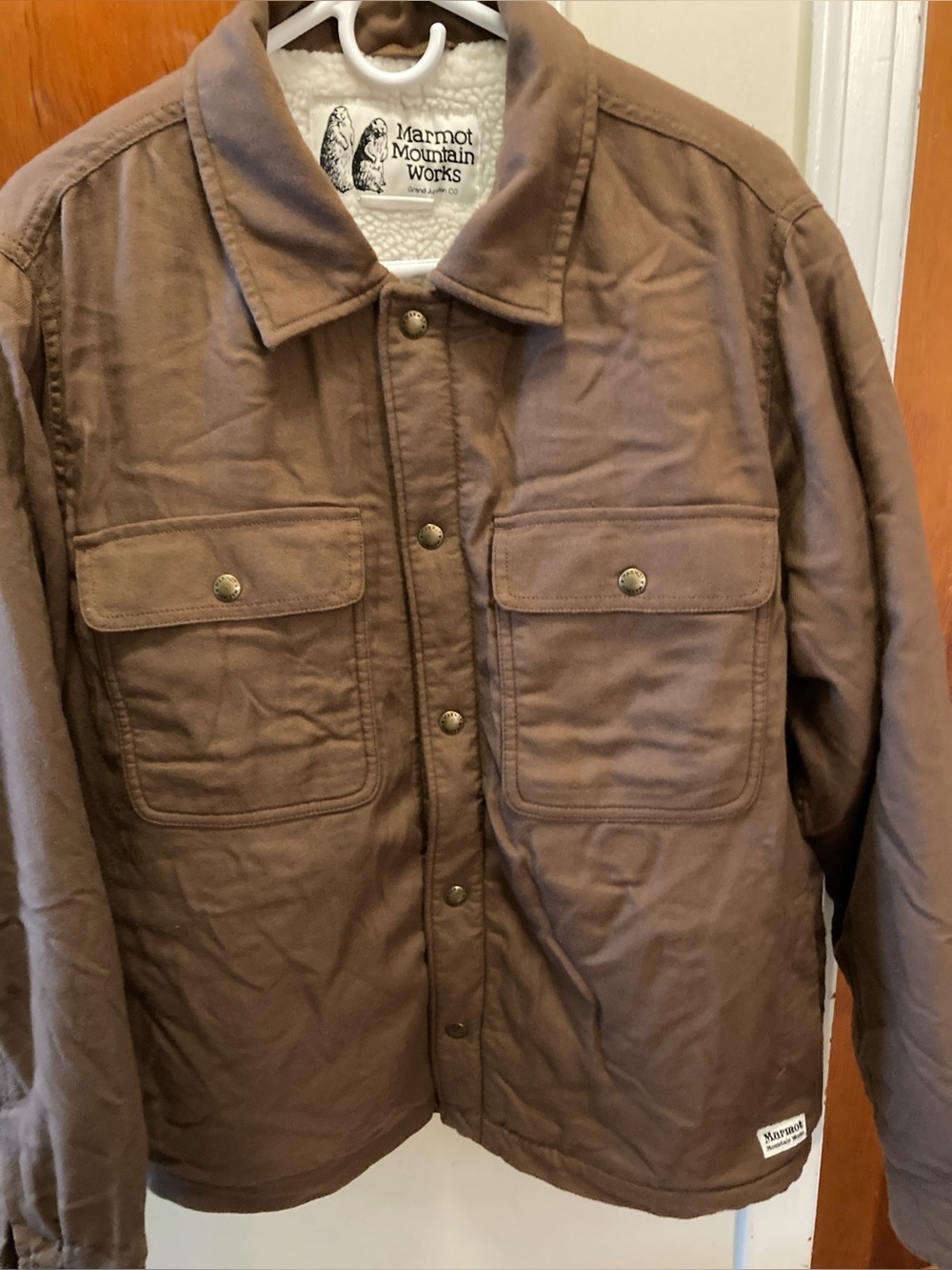 Marmot Ridgefield insulated Flannel Shirt Jacket Pinecone Brown Mens M Medium
